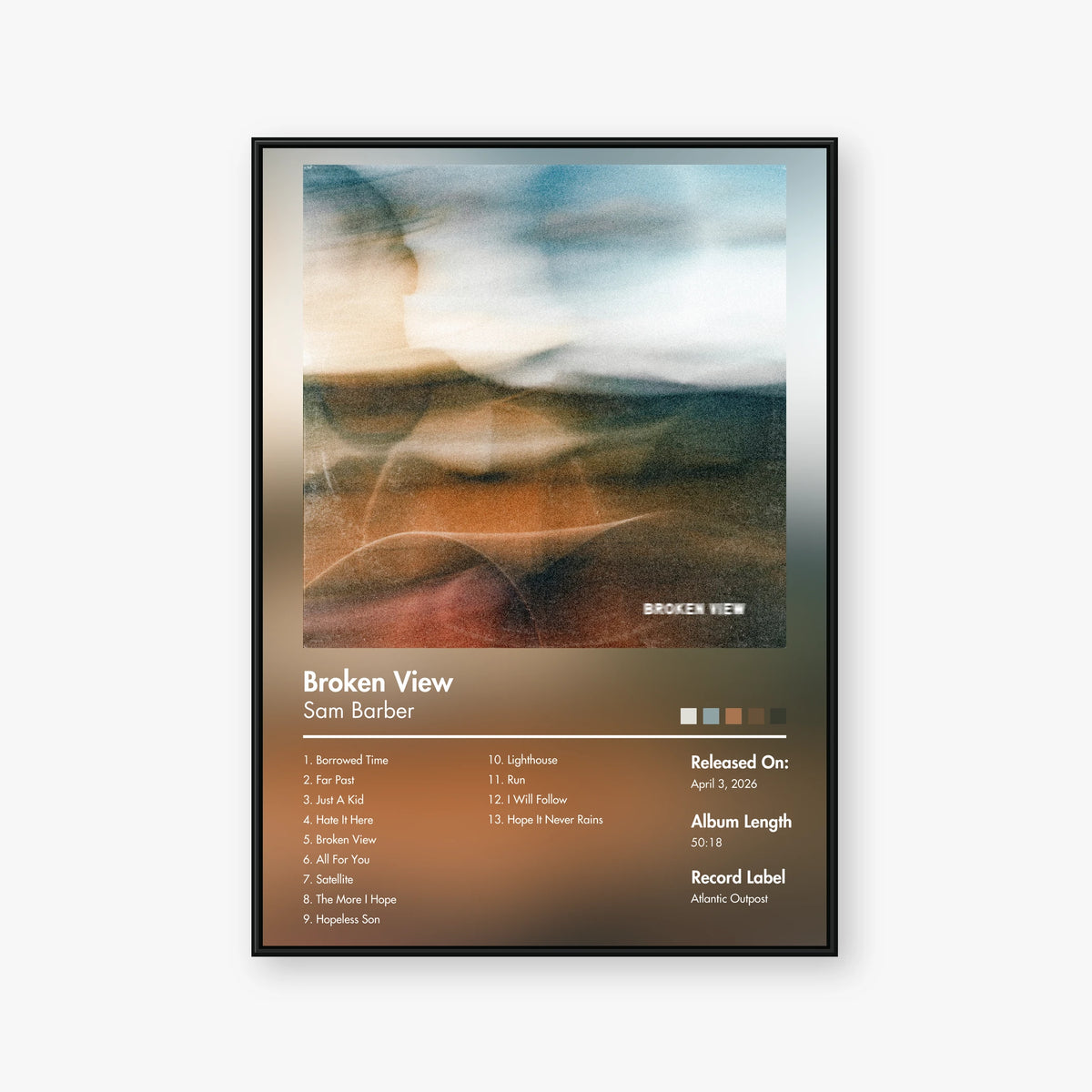 Sam Barber — Broken View Album Poster — Blur frame mockup