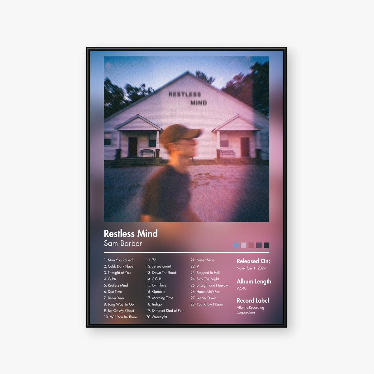 Sam Barber — Restless Mind Album Poster — Blur frame mockup