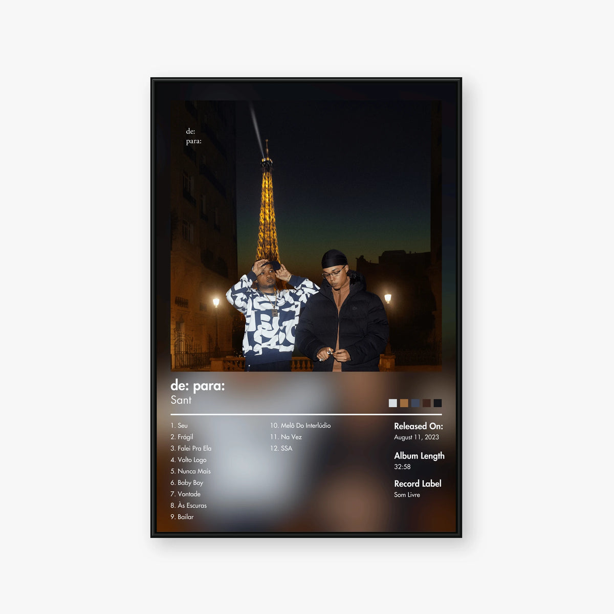 Sant — de: para: Album Poster — Blur frame mockup