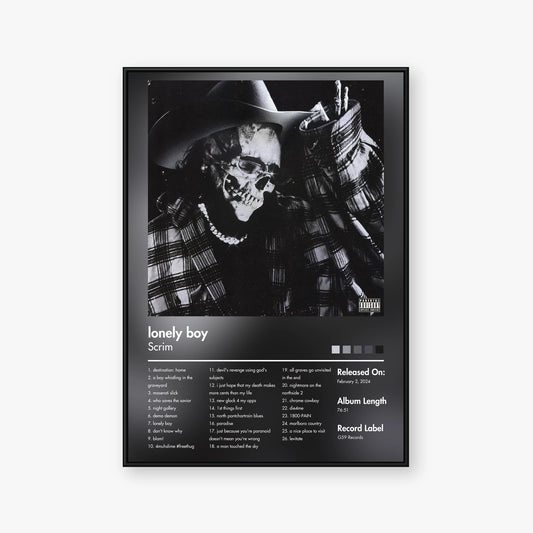 Scrim — lonely boy Album Poster — Blur frame mockup