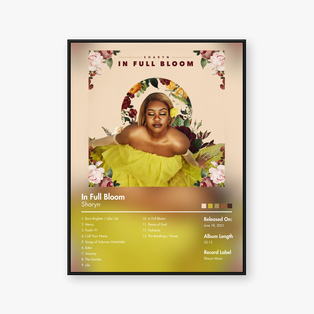 Sharyn — In Full Bloom Album Poster — Blur frame mockup