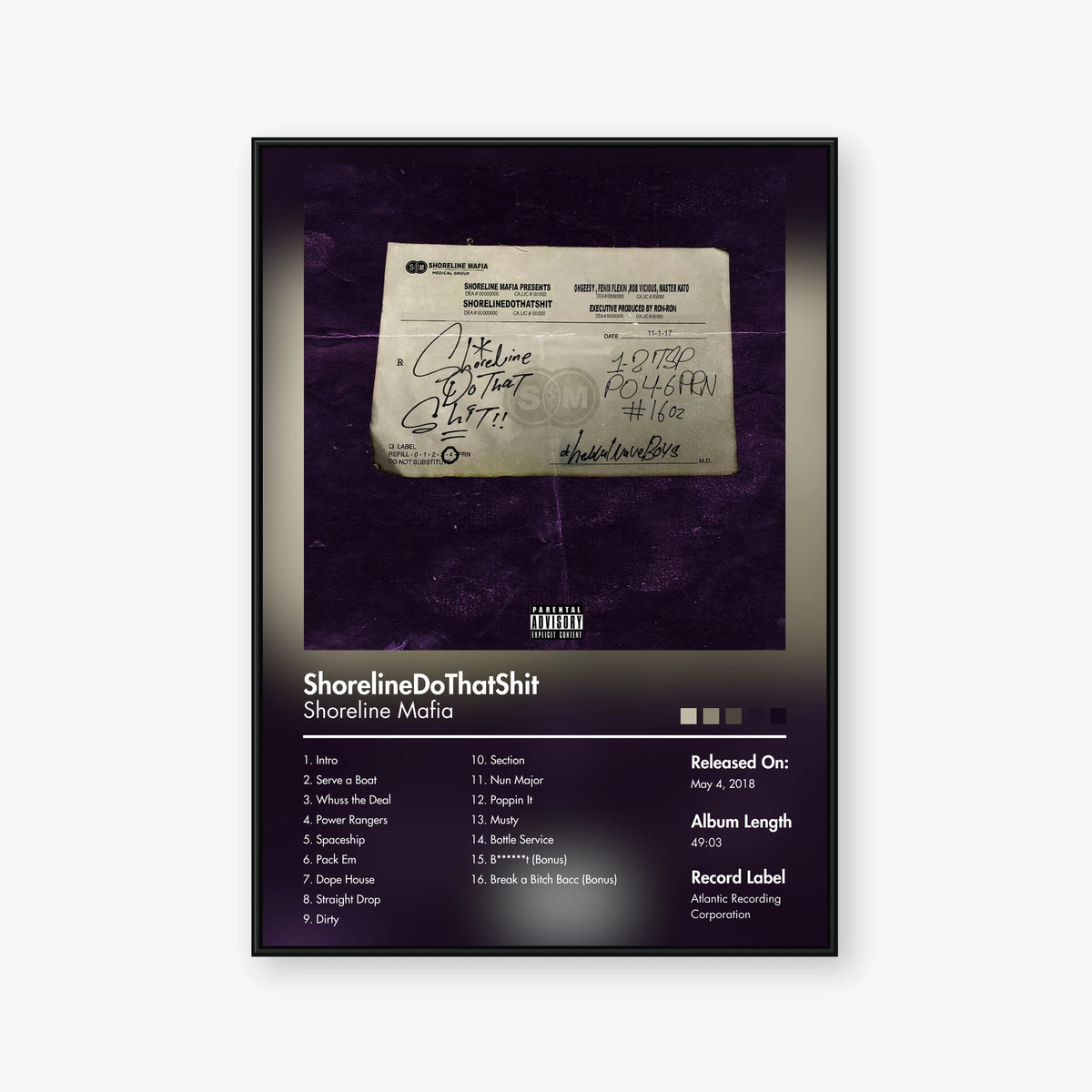 Shoreline Mafia — ShorelineDoThatShit Album Poster — Blur frame mockup
