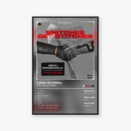Sidhu Moose Wala — Snitches Get Stitches Album Poster — Blur frame mockup
