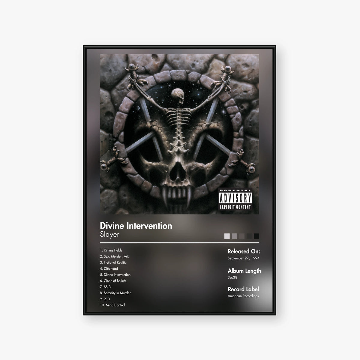 Slayer — Divine Intervention Album Poster — Blur frame mockup