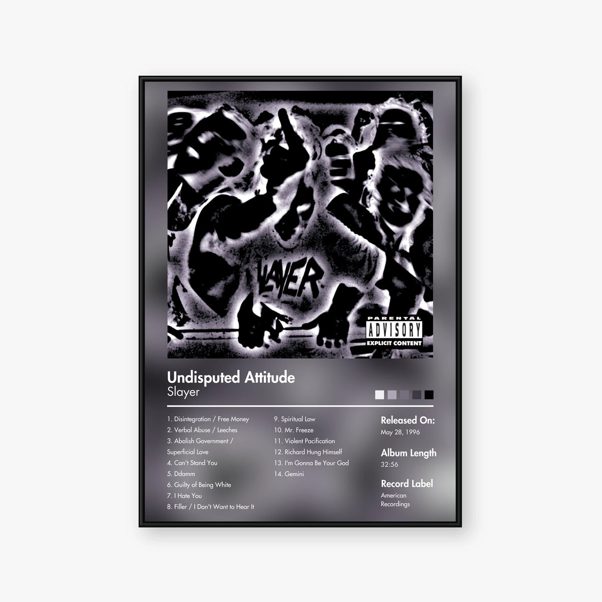 Slayer — Undisputed Attitude Album Poster — Blur frame mockup