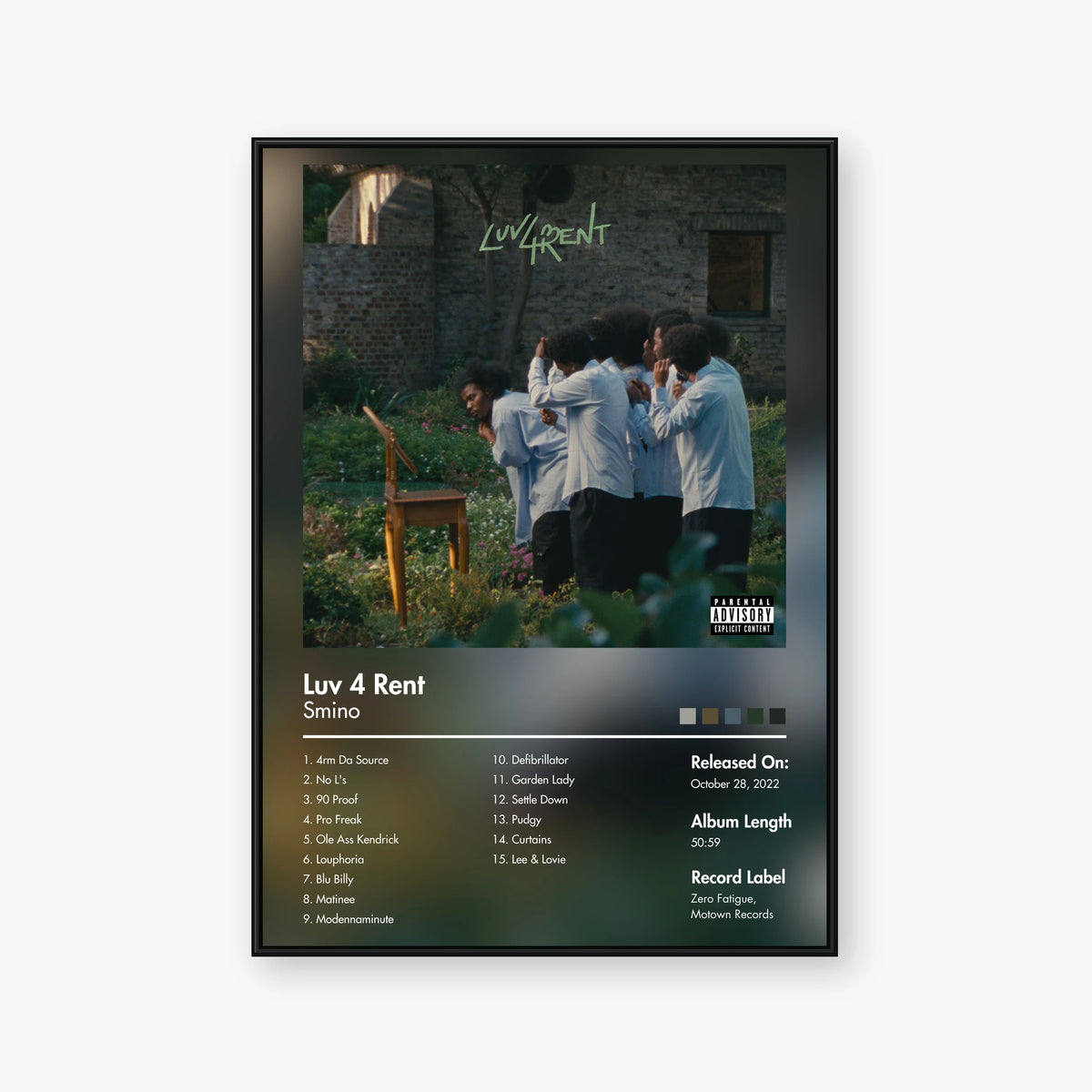 Smino — Luv 4 Rent Album Poster — Blur frame mockup
