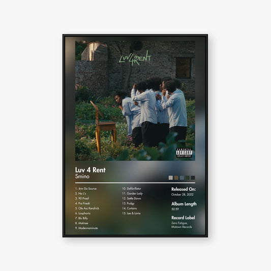 Smino — Luv 4 Rent Album Poster — Blur frame mockup