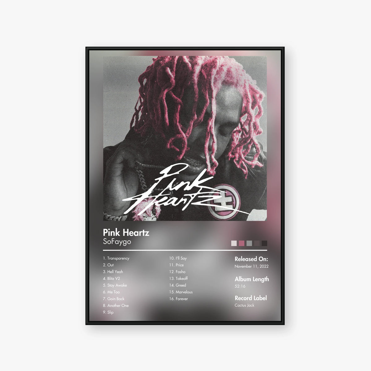 SoFaygo — Pink Heartz Album Poster — Blur frame mockup