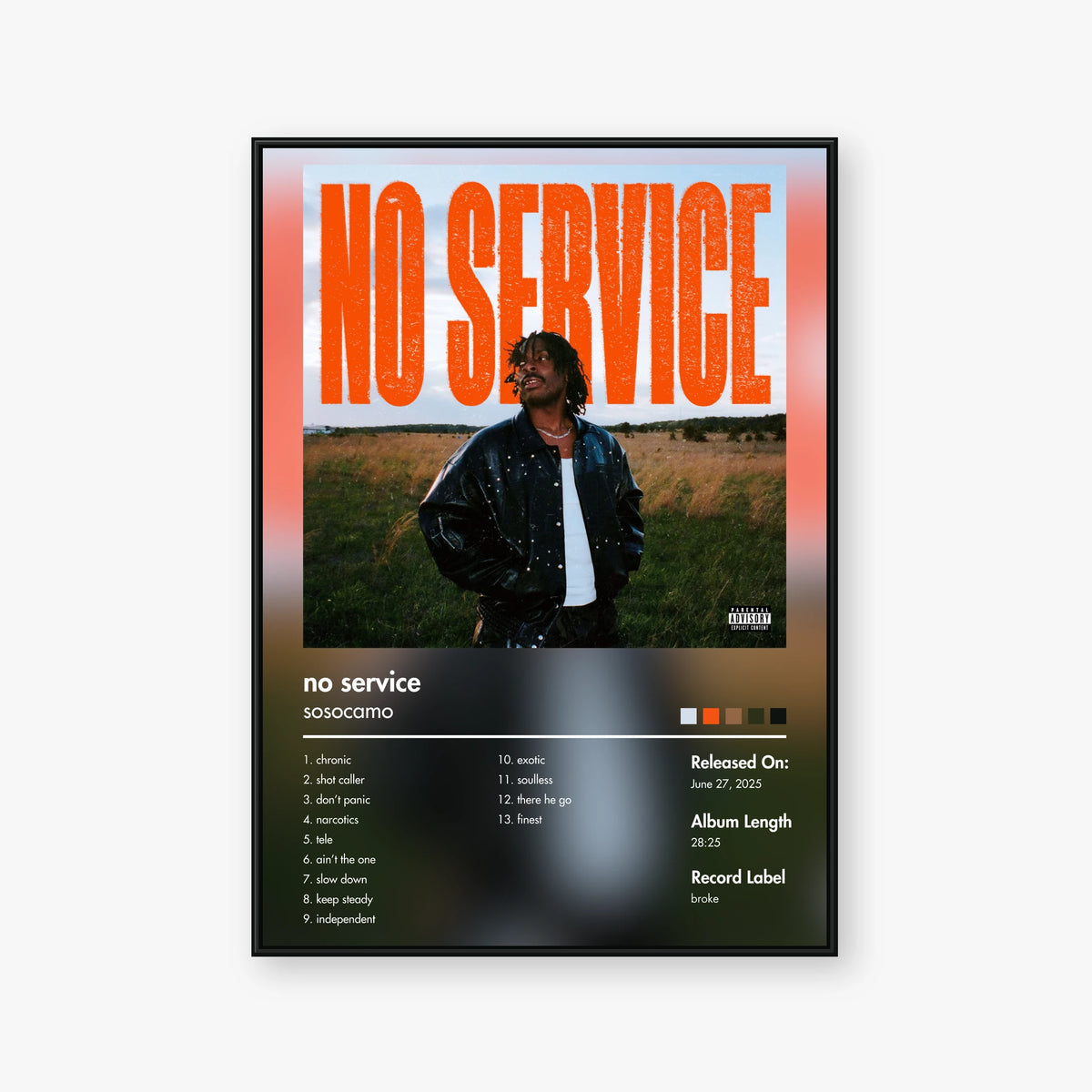 sosocamo — no service Album Poster — Blur frame mockup