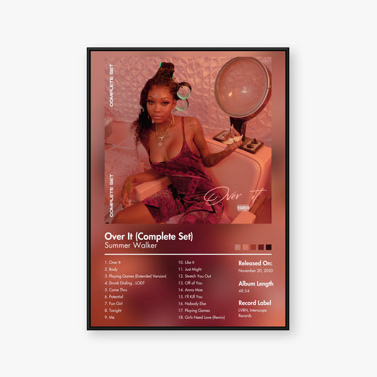 Summer Walker — Over It Complete Set Album Poster — Blur frame mockup