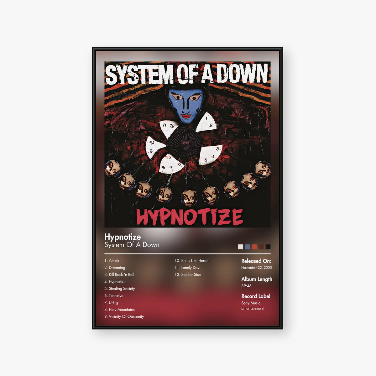 System of a Down — Hypnotize Album Poster — Blur frame mockup