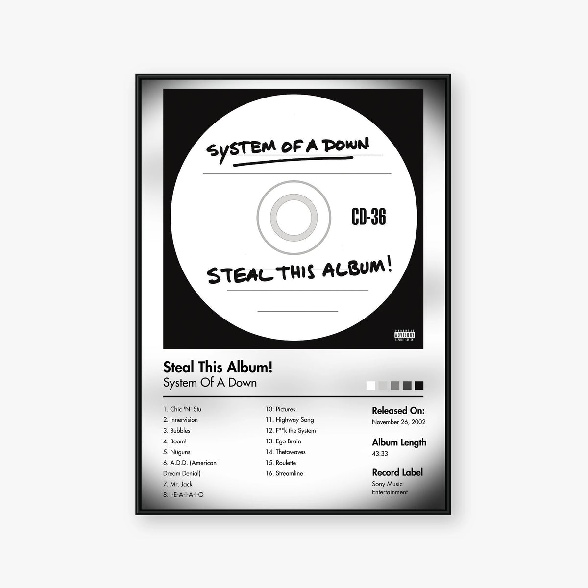 System of a Down — Steal This Album! Album Poster — Blur frame mockup