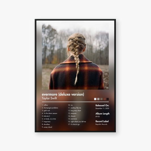 Taylor Swift — evermore (deluxe version) Album Poster — Blur frame mockup
