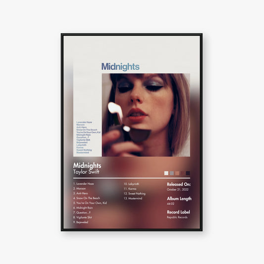 Taylor Swift — Midnights Album Poster — Blur frame mockup