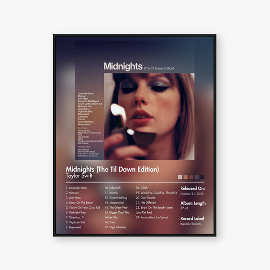 Taylor Swift — Midnights (The Til Dawn Edition) Album Poster — Blur frame mockup