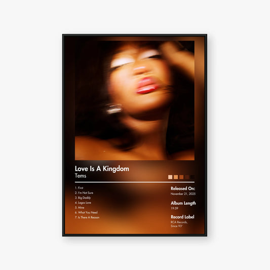 Tems — Love Is a Kingdom Album Poster — Blur frame mockup