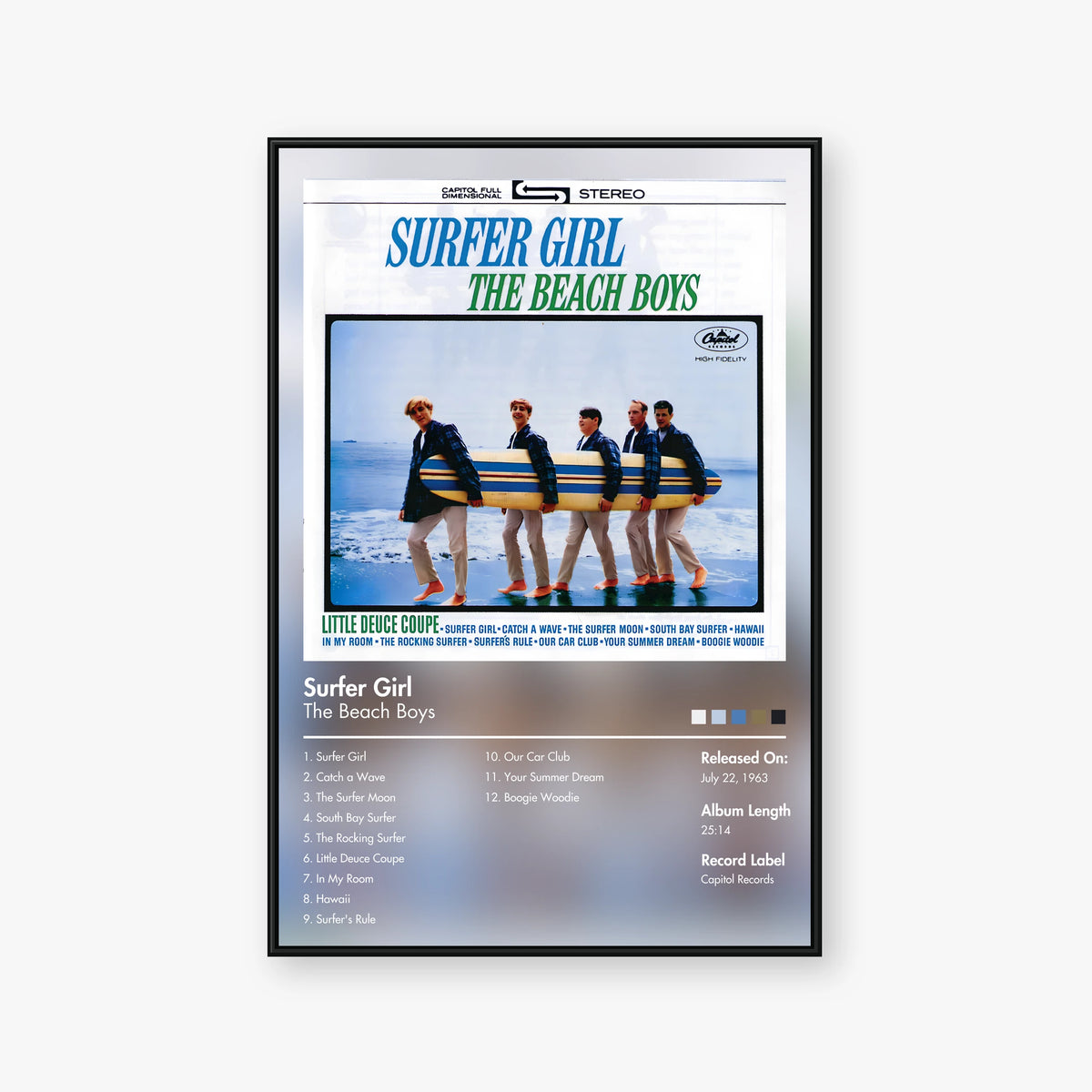 The Beach Boys — Surfer Girl Album Poster — Blur frame mockup