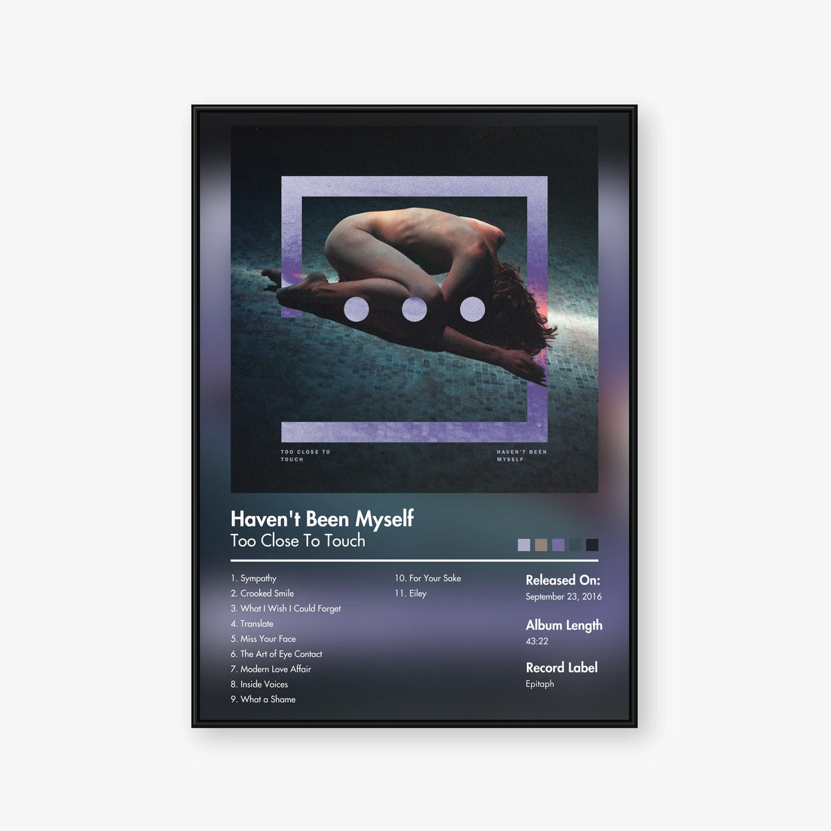 Too Close To Touch — Haven't Been Myself Album Poster — Blur frame mockup