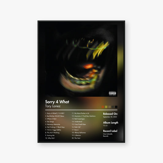 Tory Lanez — Sorry 4 What Album Poster — Blur frame mockup