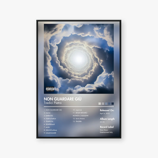 Tredici Pietro — NON GUARDARE GIÙ Album Poster — Blur frame mockup