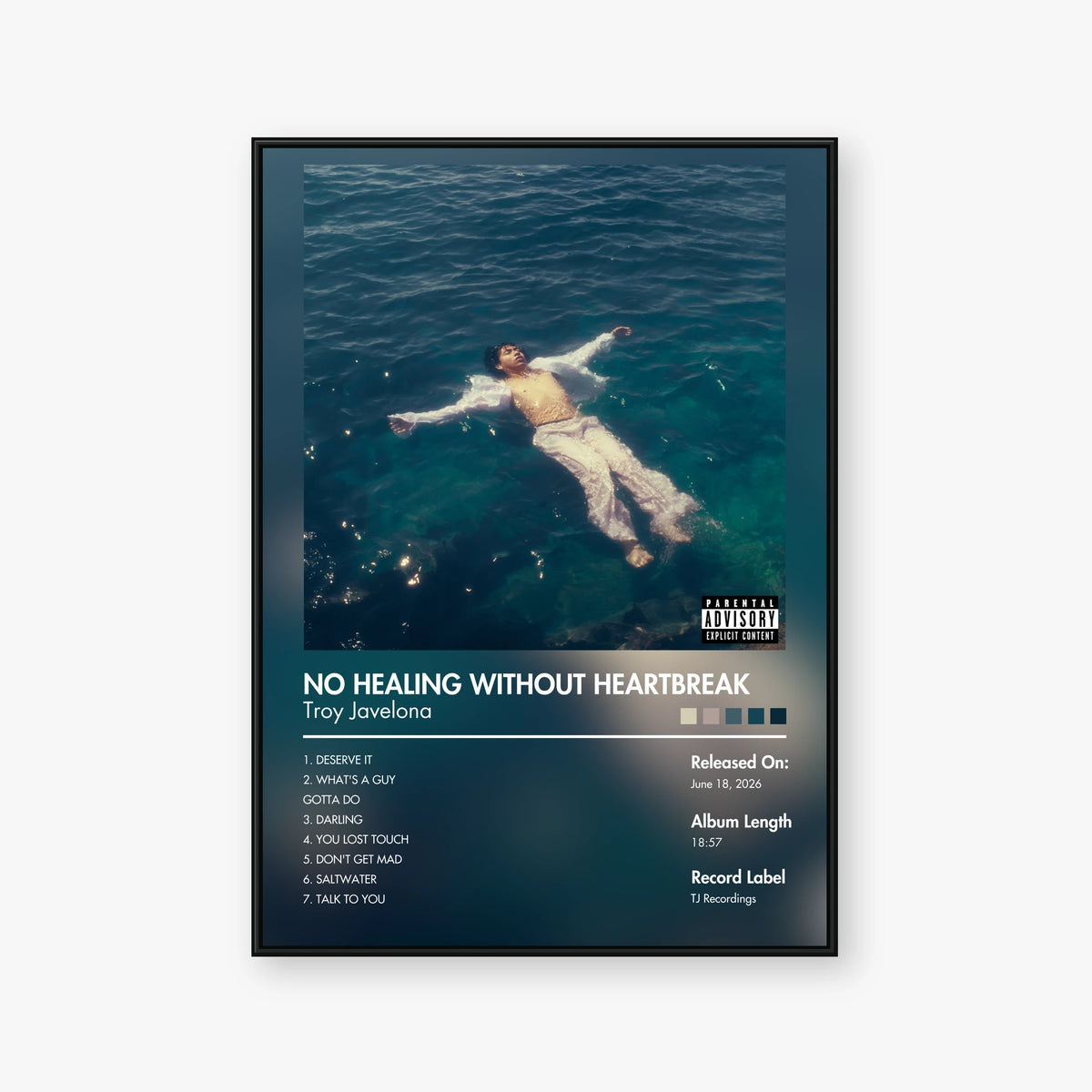 Troy Javelona — NO HEALING WITHOUT HEARTBREAK Album Poster — Blur frame mockup