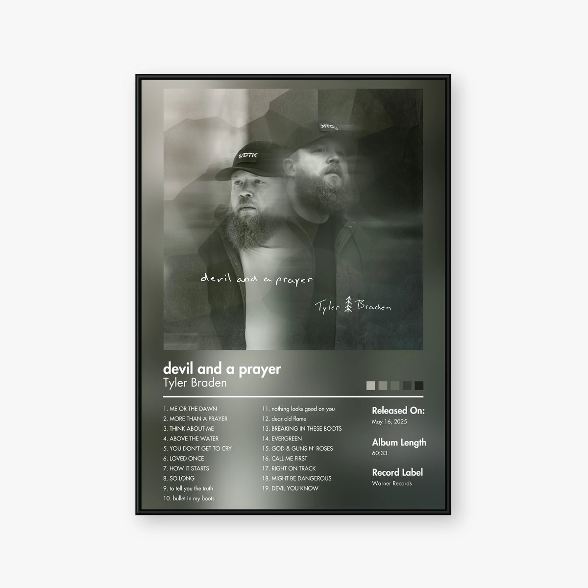 Tyler Braden — devil and a prayer Album Poster — Blur frame mockup