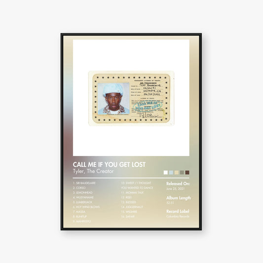 Tyler, The Creator — CALL ME IF YOU GET LOST Album Poster — Blur frame mockup