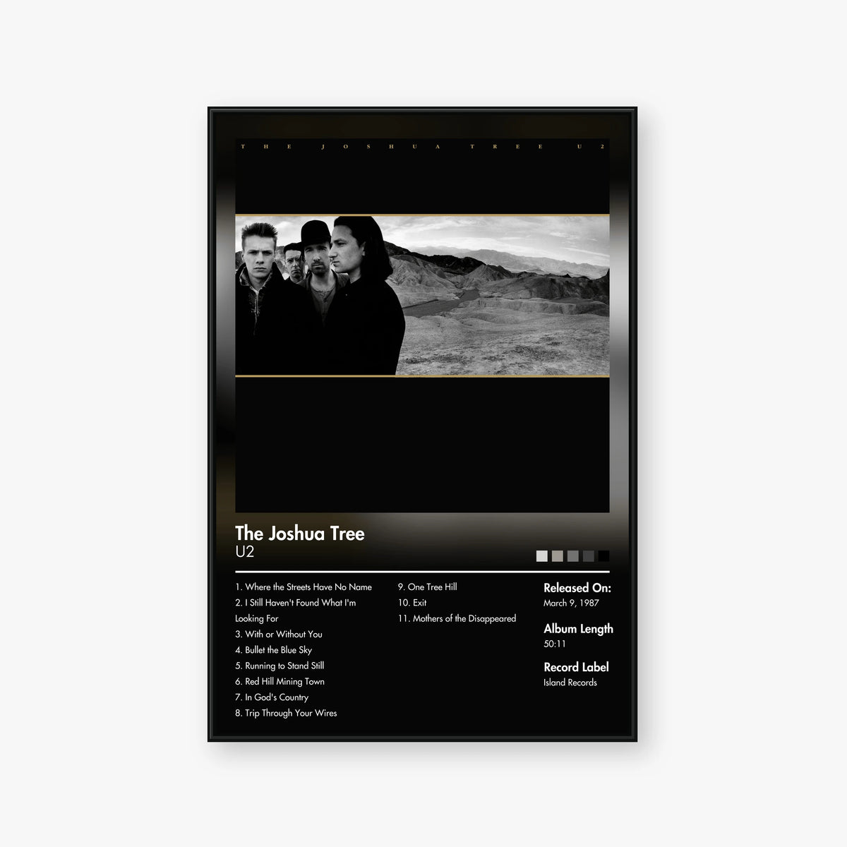 U2 — The Joshua Tree Album Poster — Blur frame mockup