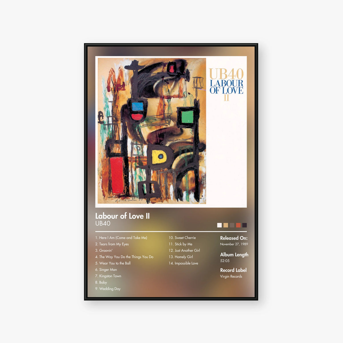 UB40 — Labour of Love II Album Poster — Blur frame mockup