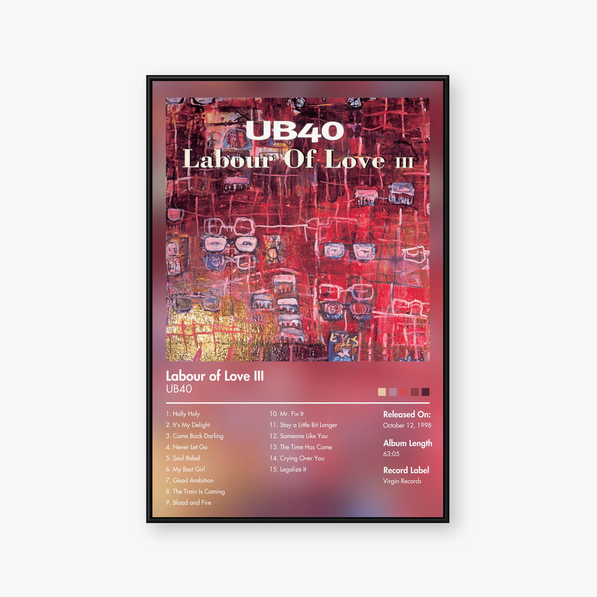 UB40 — Labour of Love III Album Poster — Blur frame mockup