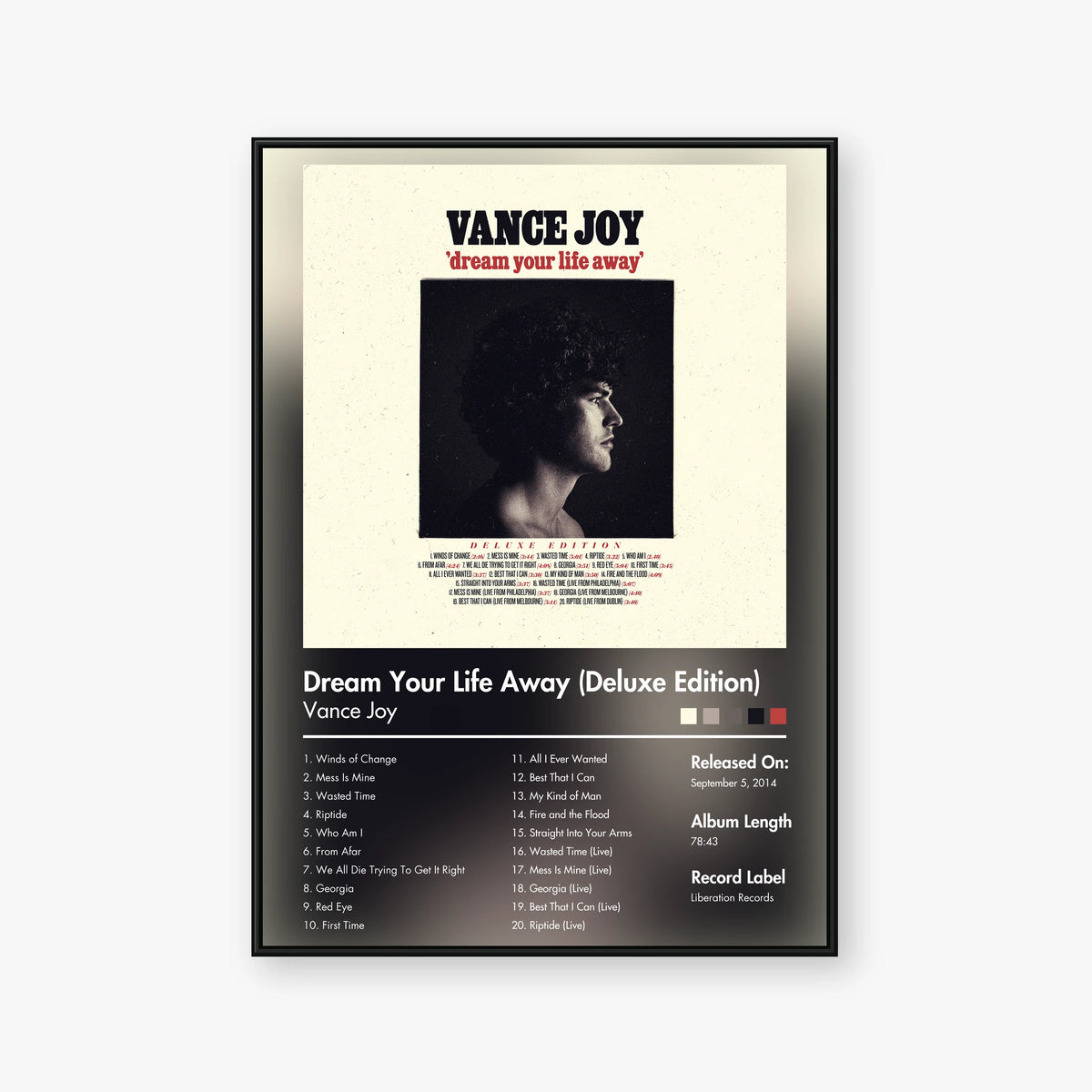 Vance Joy — Dream Your Life Away (Deluxe Edition) Album Poster — Blur frame mockup