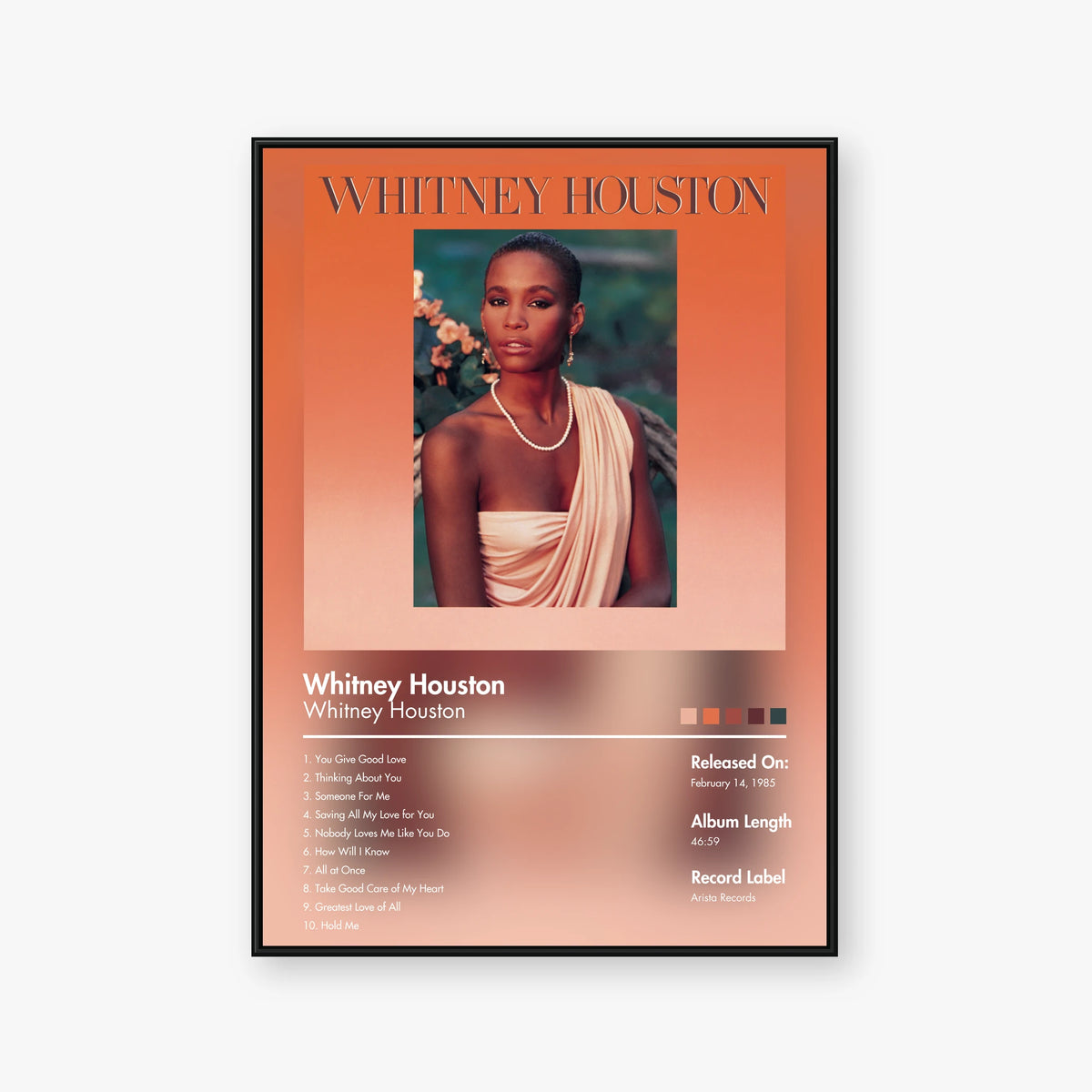 Whitney Houston — Whitney Houston Album Poster — Blur frame mockup