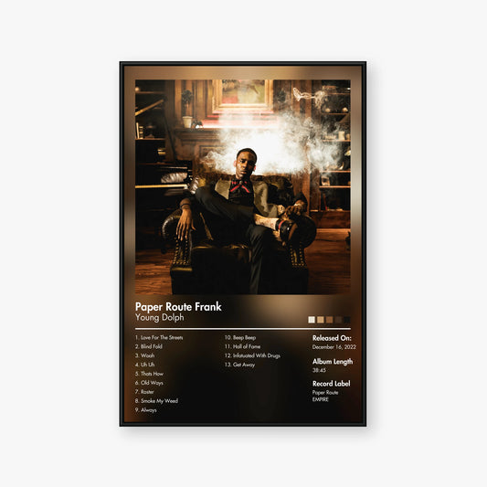Young Dolph — Paper Route Frank Album Poster — Blur frame mockup