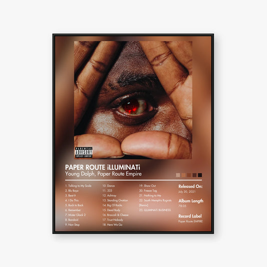 Young Dolph — PAPER ROUTE iLLUMINATi Album Poster — Blur frame mockup