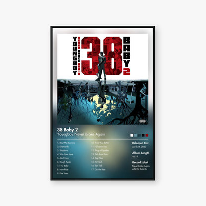 YoungBoy Never Broke Again — 38 Baby 2 Album Poster — Blur frame mockup