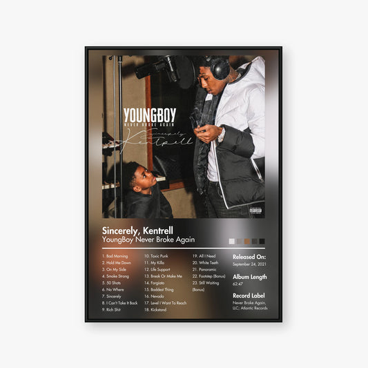 YoungBoy Never Broke Again — Sincerely, Kentrell Album Poster — Blur frame mockup