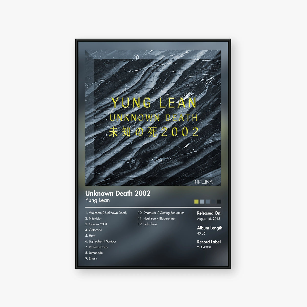 Yung Lean — Unknown Death 2002 Album Poster — Blur frame mockup
