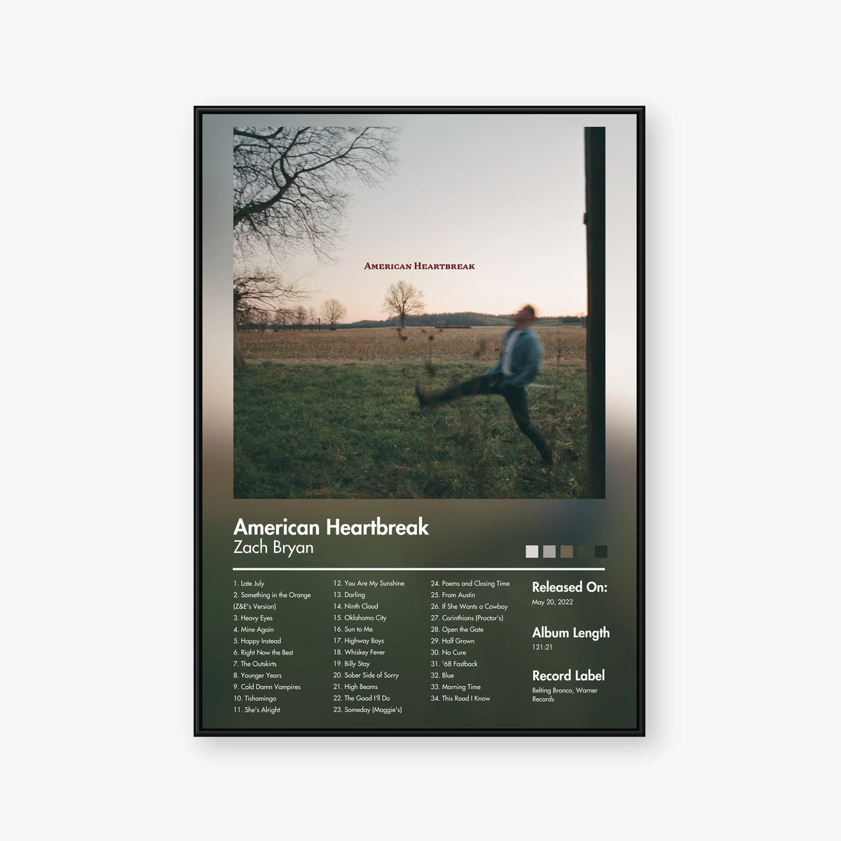 Zach Bryan — American Heartbreak Album Poster — Blur frame mockup