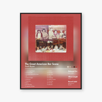 Zach Bryan — The Great American Bar Scene Album Poster — Blur frame mockup