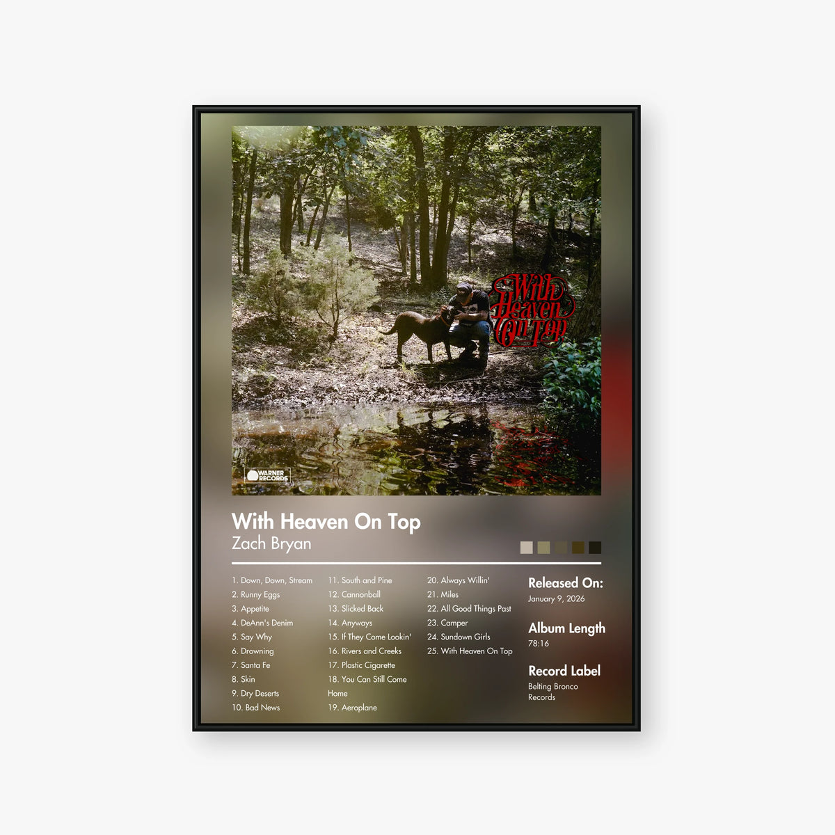 Zach Bryan — With Heaven on Top Album Poster — Blur frame mockup