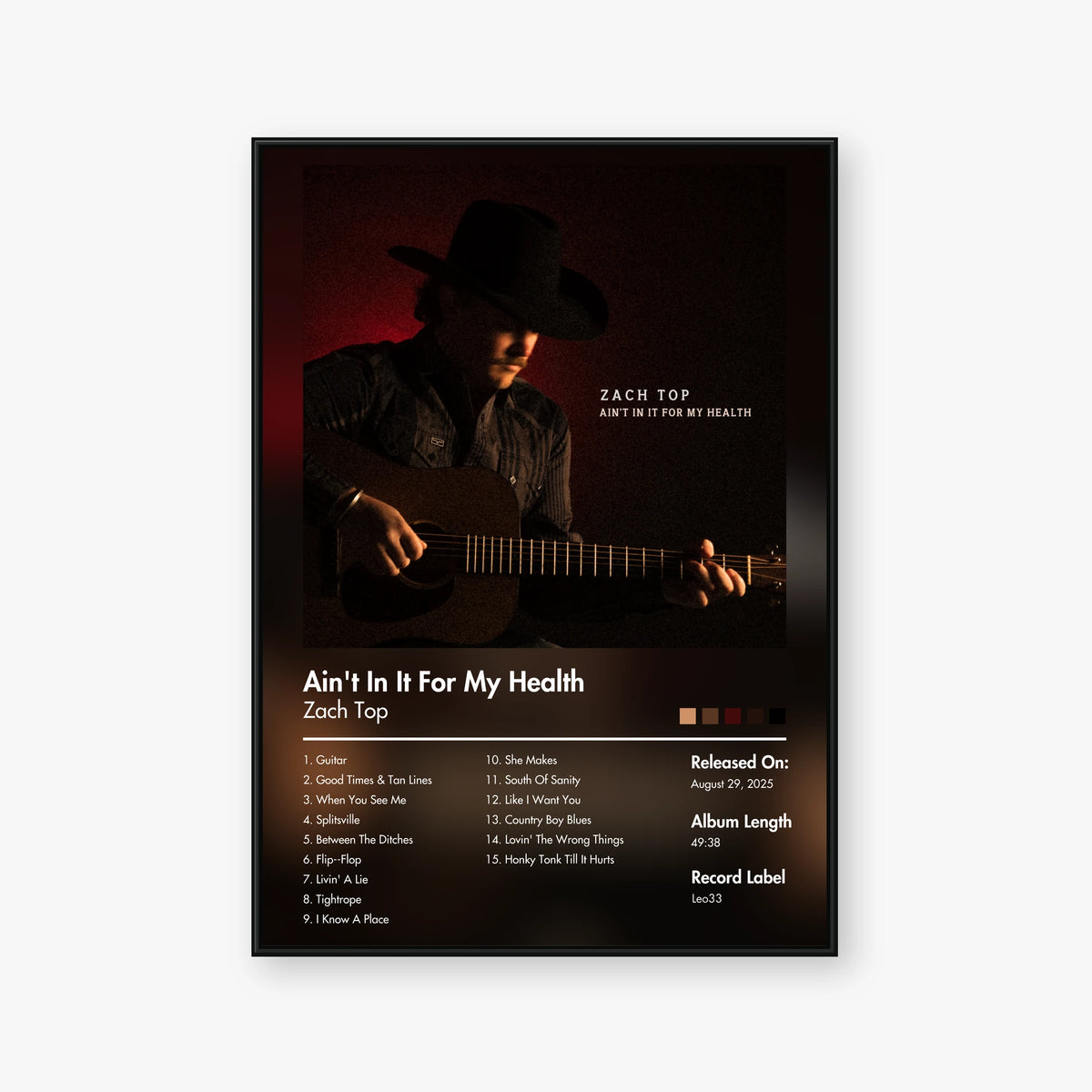 Zach Top — Ain't In It For My Health Album Poster — Blur frame mockup