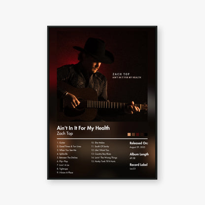 Zach Top — Ain't In It For My Health Album Poster — Blur frame mockup