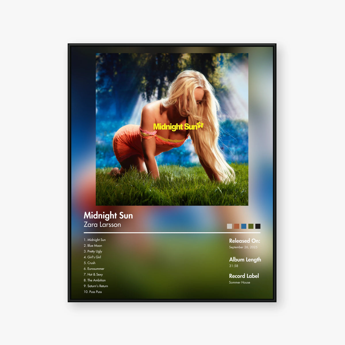 Zara Larsson — Midnight Sun Album Poster — Blur frame mockup
