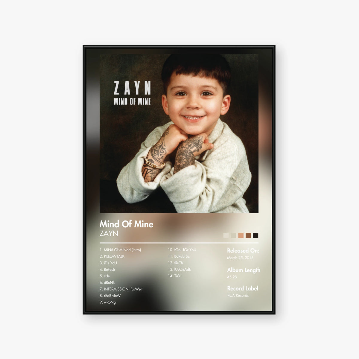 ZAYN — Mind of Mine Album Poster — Blur frame mockup