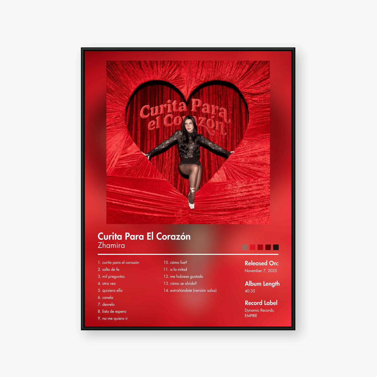 Zhamira — Curita Para El Corazón Album Poster — Blur frame mockup