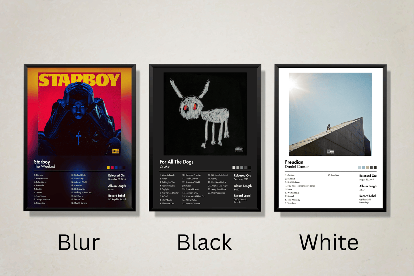 Choose Your Own Set of 3 Custom Album Posters