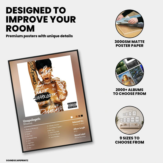 Rihanna — Unapologetic Album Poster — premium poster features
