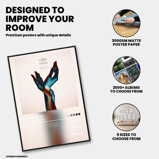 Too Close To Touch — Nerve Endings Album Poster — premium poster features