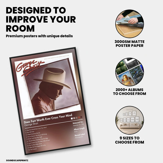 George Strait — Does Fort Worth Ever Cross Your Mind Album Poster — premium poster features
