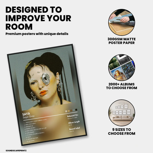 Saya Gray — SAYA Album Poster — premium poster features